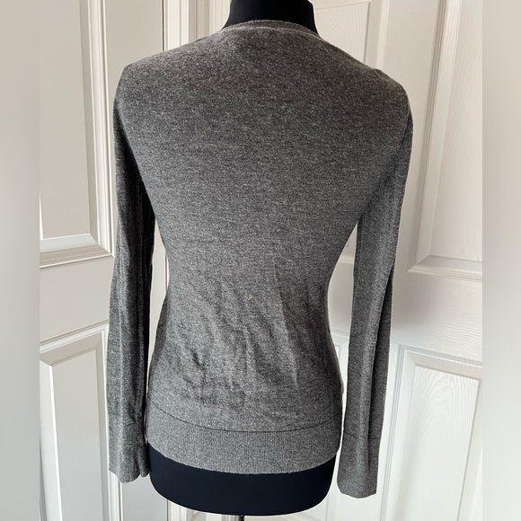 Smitten Gray Button Front Cardigan Sweater Wool Blend with Sequin Pockets - Picture 8 of 15